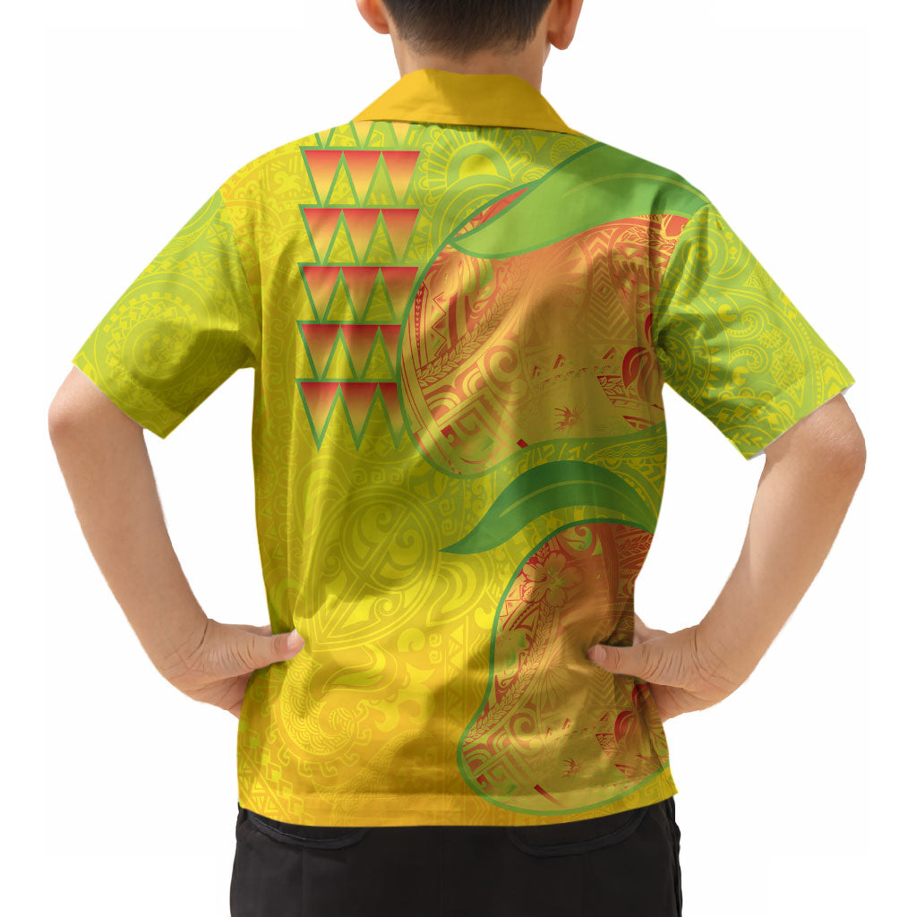 Hawaiian Mango Kid Hawaiian Shirt Polynesian Art Pattern and Kakau Tattoo