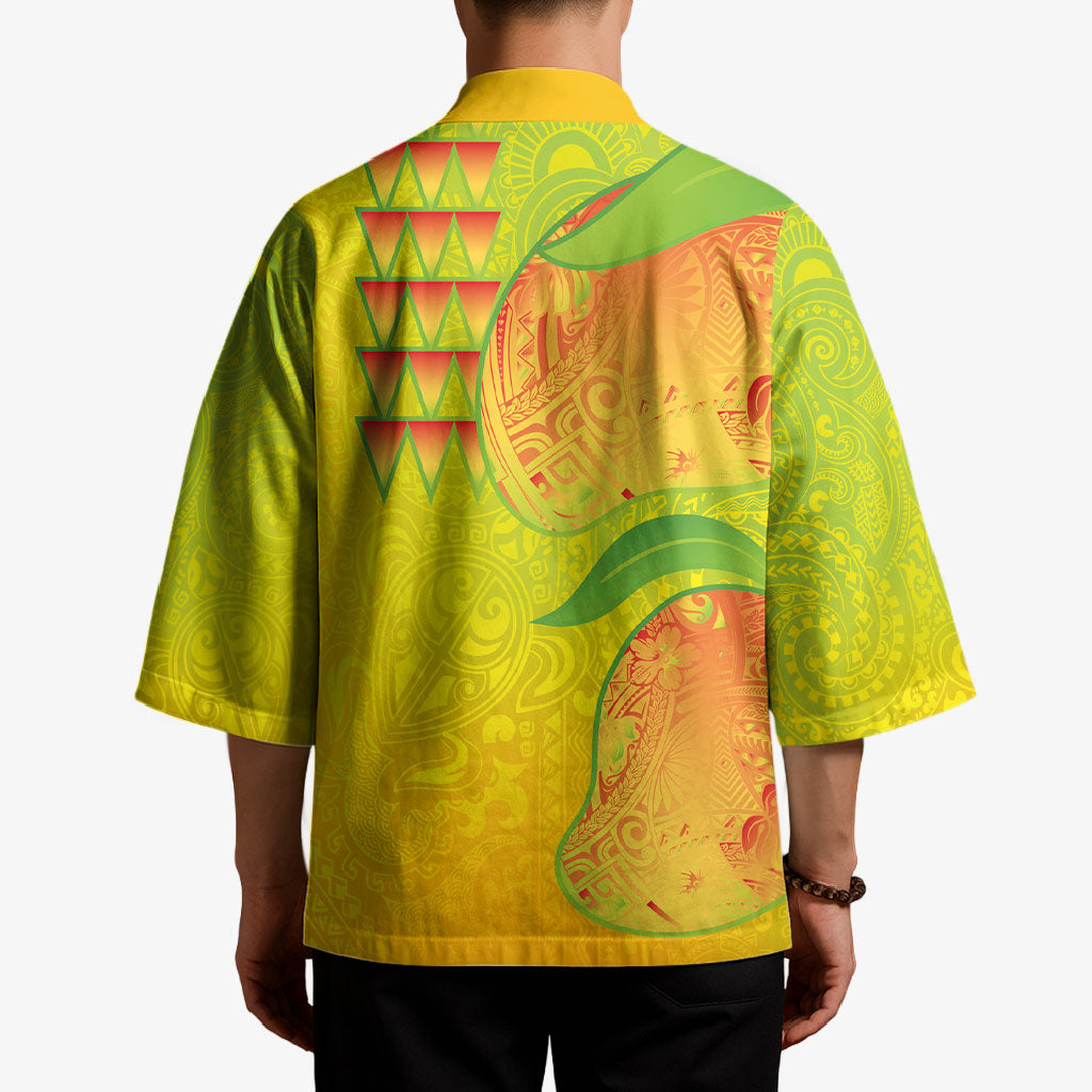 Hawaiian Mango Kimono Polynesian Art Pattern and Kakau Tattoo