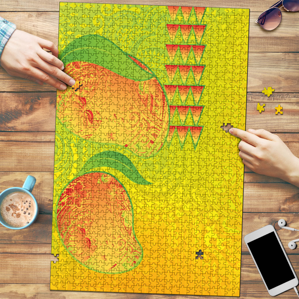 Hawaiian Mango Puzzle Polynesian Art Pattern and Kakau Tattoo