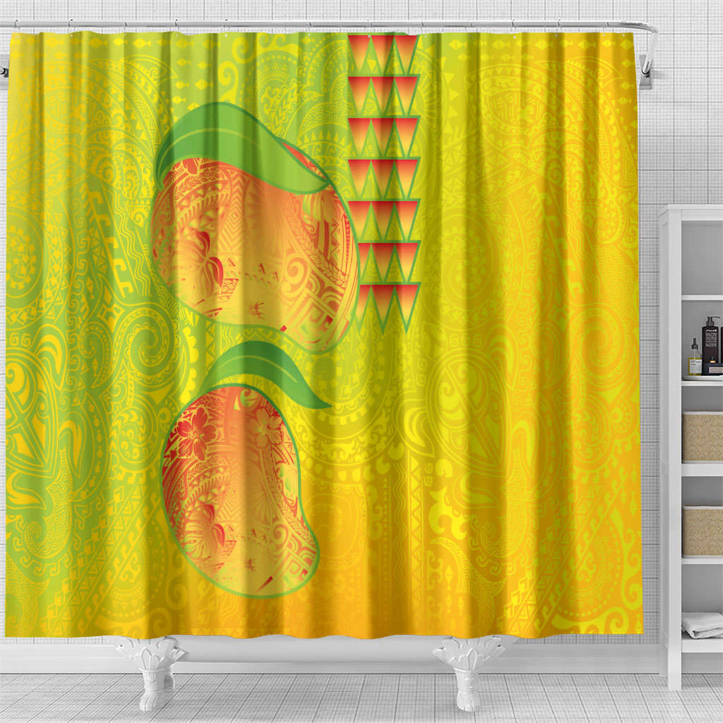 Hawaiian Mango Shower Curtain Polynesian Art Pattern and Kakau Tattoo