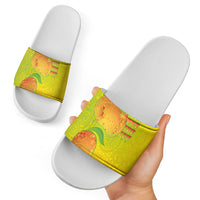 Hawaiian Mango Slide Sandals Polynesian Art Pattern and Kakau Tattoo