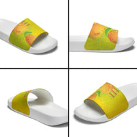 Hawaiian Mango Slide Sandals Polynesian Art Pattern and Kakau Tattoo