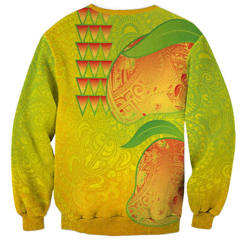 Hawaiian Mango Sweatshirt Polynesian Art Pattern and Kakau Tattoo
