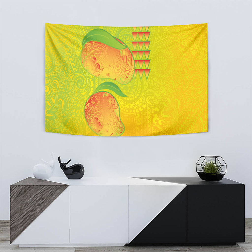 Hawaiian Mango Tapestry Polynesian Art Pattern and Kakau Tattoo