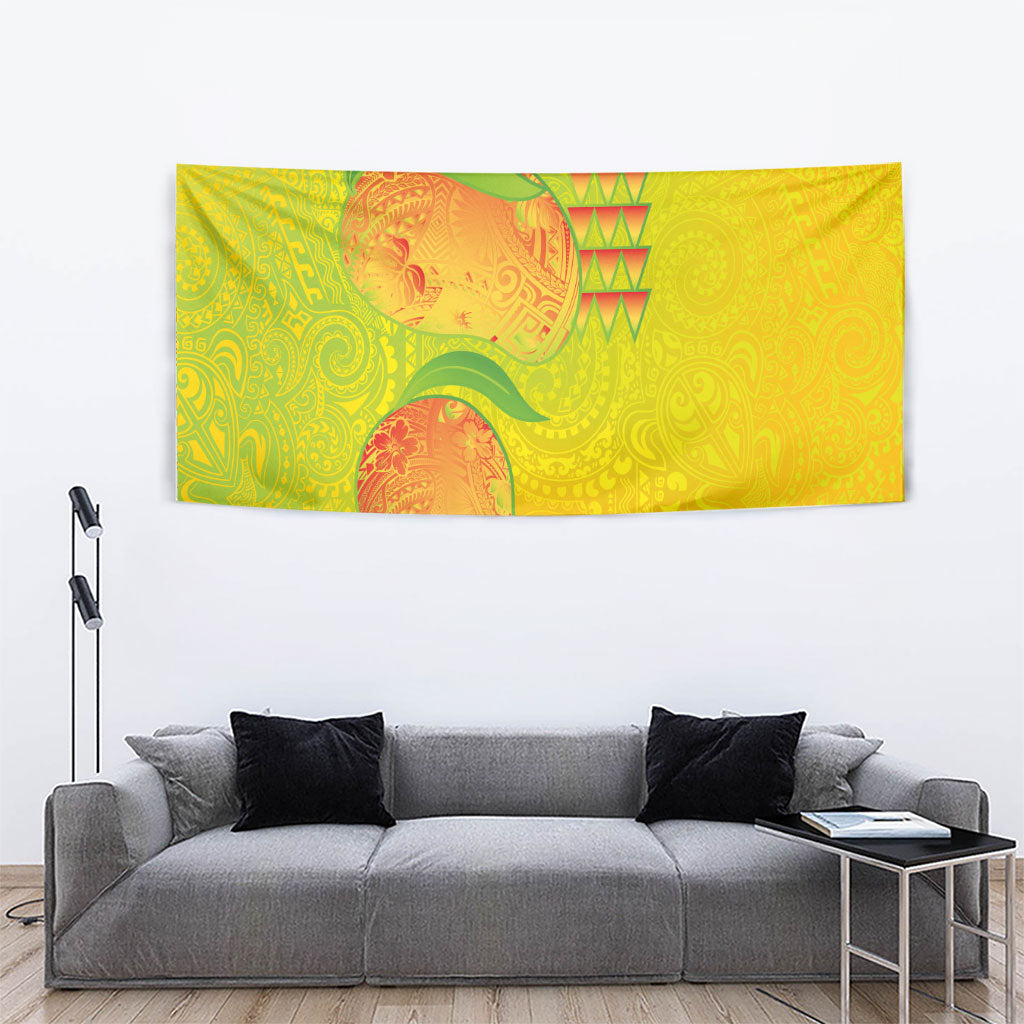 Hawaiian Mango Tapestry Polynesian Art Pattern and Kakau Tattoo