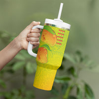 Hawaiian Mango Tumbler With Handle Polynesian Art Pattern and Kakau Tattoo