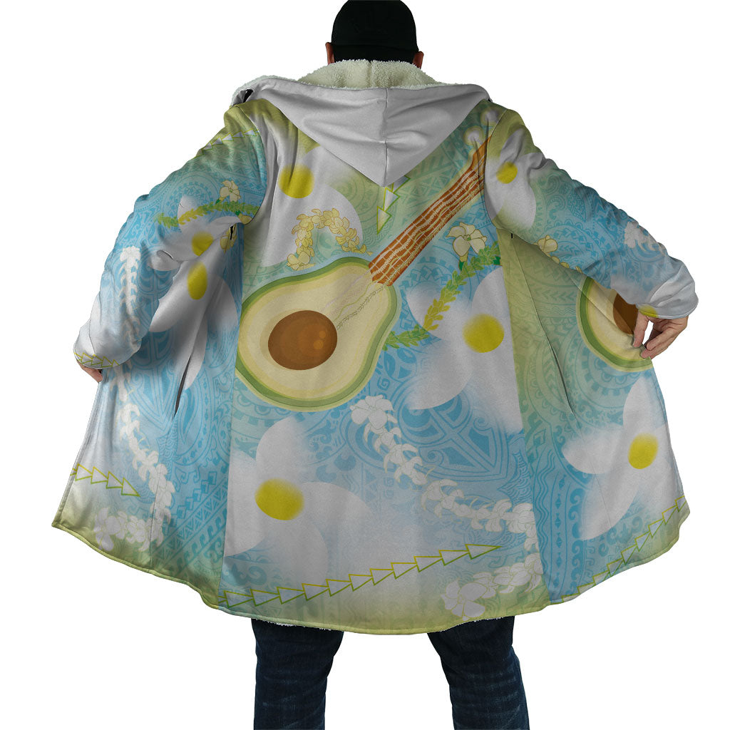 Hawaiian Ukulele Avocado Cloak Leis and Polynesian Pattern