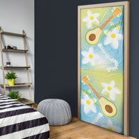 Hawaiian Ukulele Avocado Door Cover Leis and Polynesian Pattern