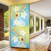 Hawaiian Ukulele Avocado Door Cover Leis and Polynesian Pattern
