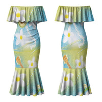 Hawaiian Ukulele Avocado Family Matching Mermaid Dress and Hawaiian Shirt Leis and Polynesian Pattern