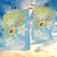 Hawaiian Ukulele Avocado Garden Flag Leis and Polynesian Pattern