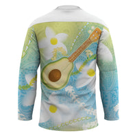 Hawaiian Ukulele Avocado Hockey Jersey Leis and Polynesian Pattern