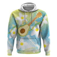 Hawaiian Ukulele Avocado Hoodie Leis and Polynesian Pattern