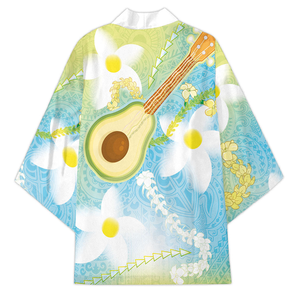 Hawaiian Ukulele Avocado Kimono Leis and Polynesian Pattern