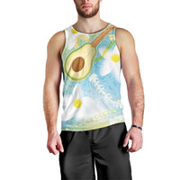 Hawaiian Ukulele Avocado Men Tank Top Leis and Polynesian Pattern