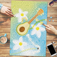 Hawaiian Ukulele Avocado Puzzle Leis and Polynesian Pattern