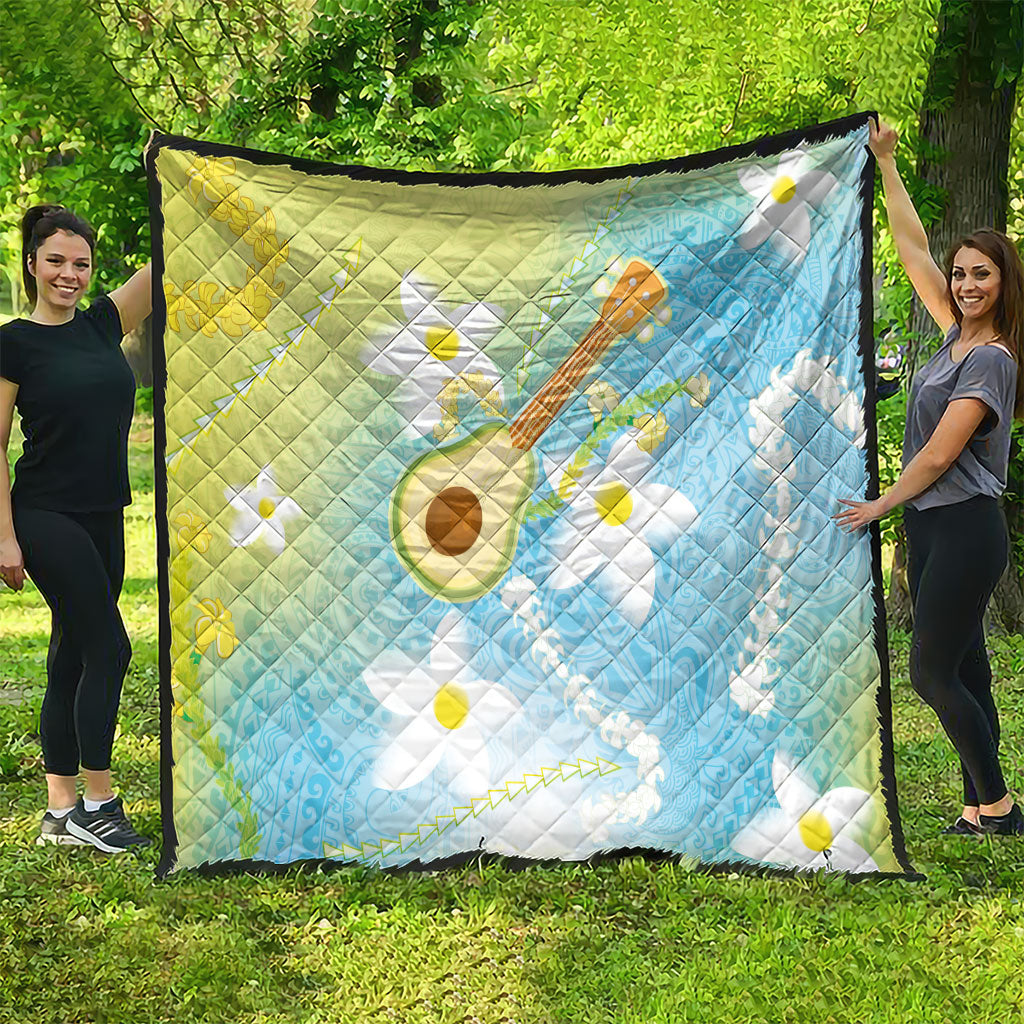Hawaiian Ukulele Avocado Quilt Leis and Polynesian Pattern