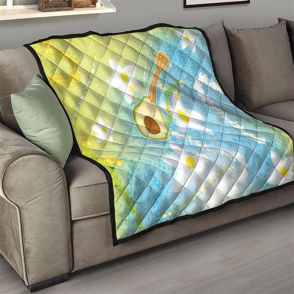 Hawaiian Ukulele Avocado Quilt Leis and Polynesian Pattern