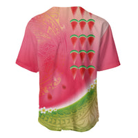 Hawaiian Watermelon Baseball Jersey with Kakau Art Tattoo
