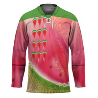 Hawaiian Watermelon Hockey Jersey with Kakau Art Tattoo