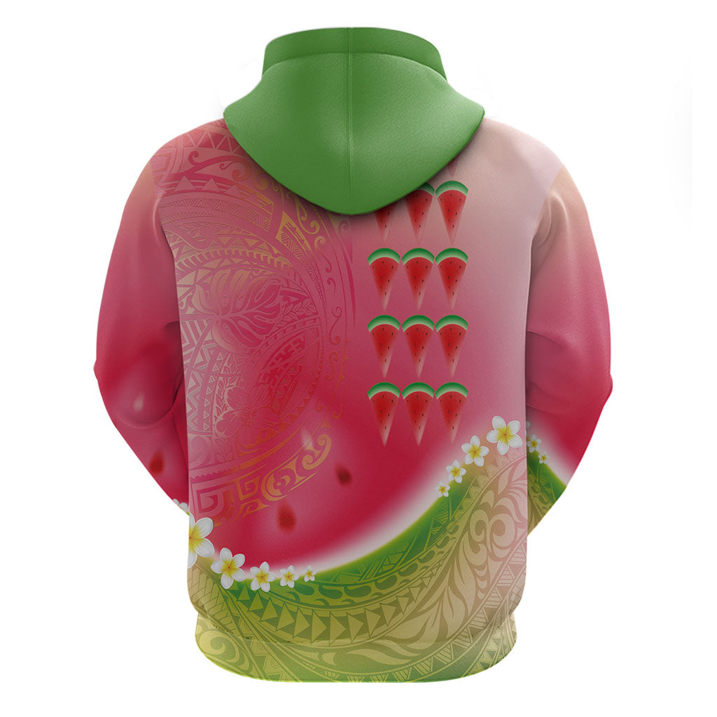 Hawaiian Watermelon Hoodie with Kakau Art Tattoo