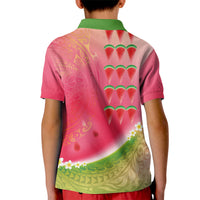 Hawaiian Watermelon Kid Polo Shirt with Kakau Art Tattoo