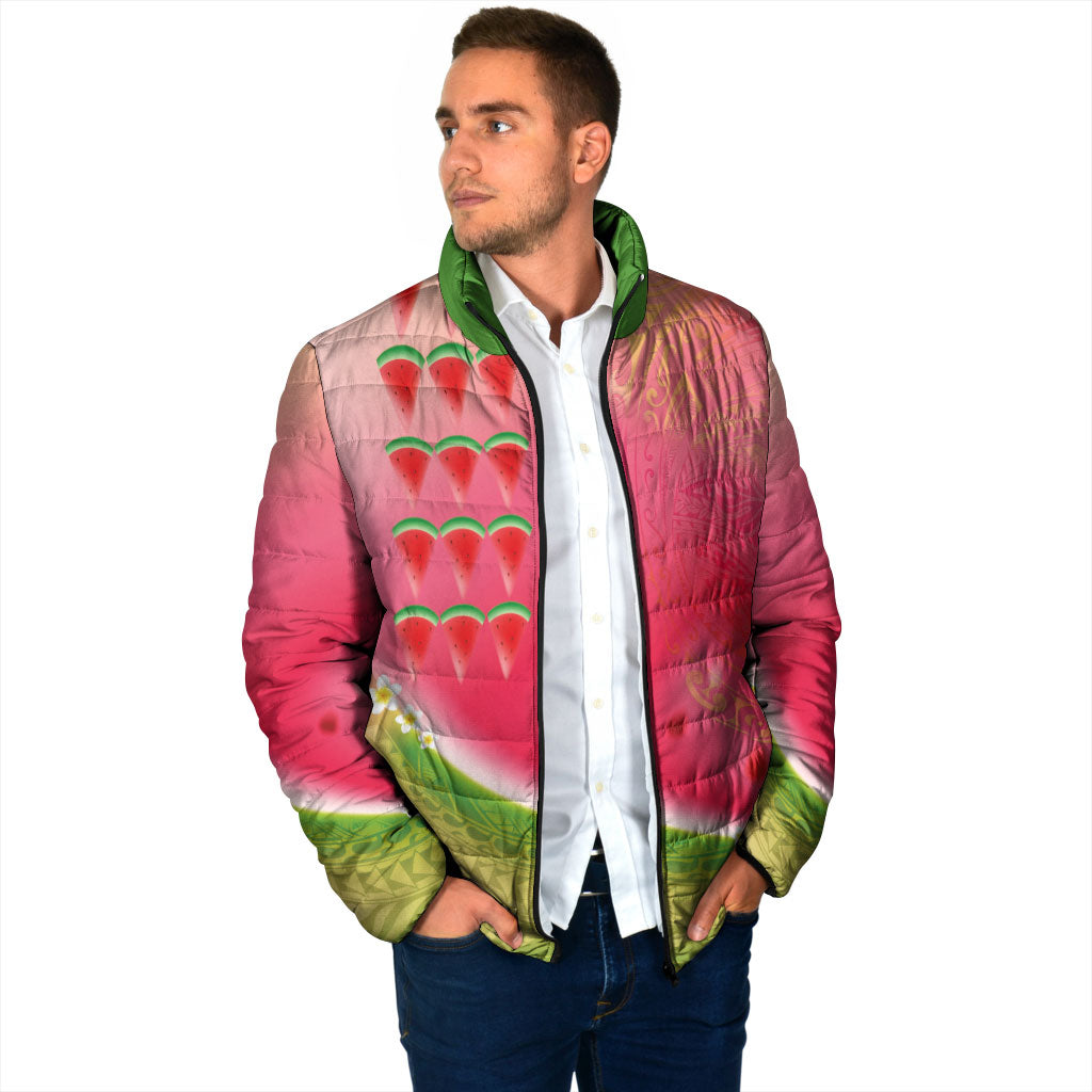 Hawaiian Watermelon Padded Jacket with Kakau Art Tattoo