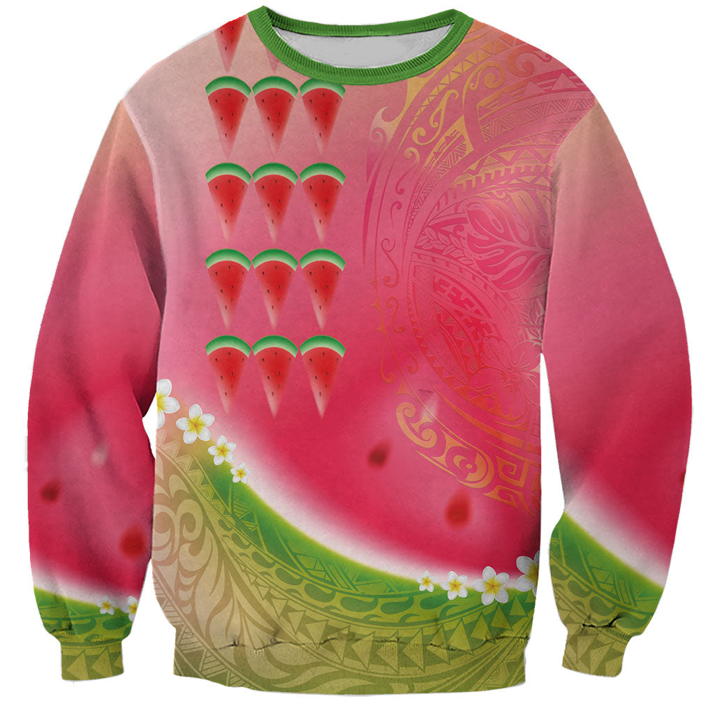 Hawaiian Watermelon Sweatshirt with Kakau Art Tattoo
