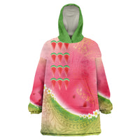 Hawaiian Watermelon Wearable Blanket Hoodie with Kakau Art Tattoo