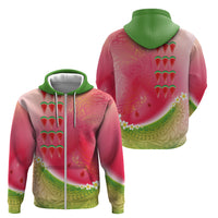 Hawaiian Watermelon Zip Hoodie with Kakau Art Tattoo