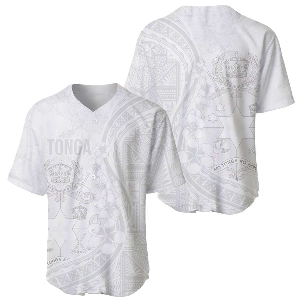 Tonga Faka Sepitema Baseball Jersey Ngatu Pattern with Plumeria and Hibiscus