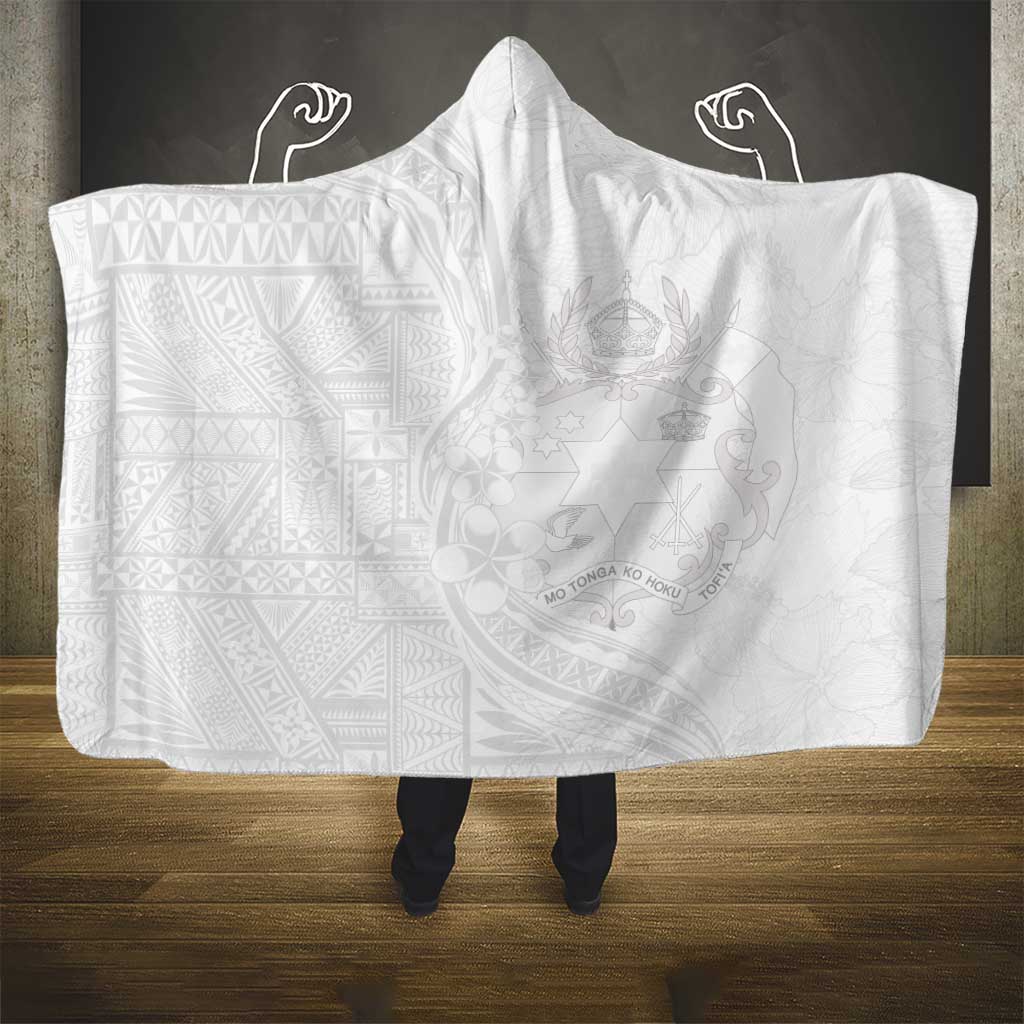 Tonga Faka Sepitema Hooded Blanket Ngatu Pattern with Plumeria and Hibiscus