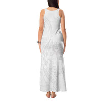 Tonga Faka Sepitema Tank Maxi Dress Ngatu Pattern with Plumeria and Hibiscus