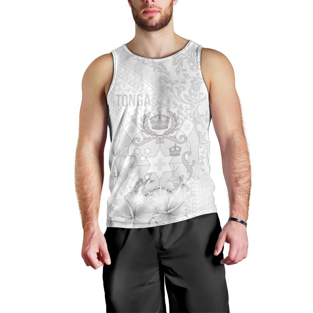 Tonga Faka Sepitema Men Tank Top Ngatu and Floral Pattern with Blooming Hibiscus LT03 - Polynesian Pride