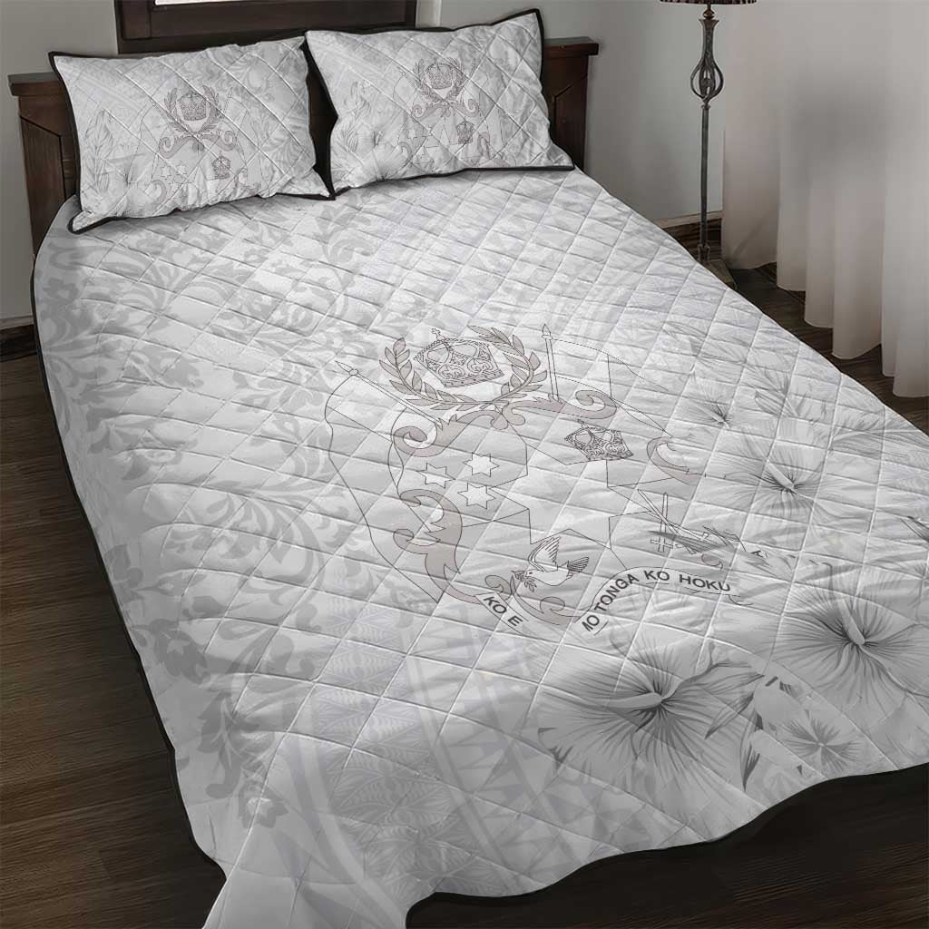 Tonga Faka Sepitema Quilt Bed Set Ngatu and Floral Pattern with Blooming Hibiscus