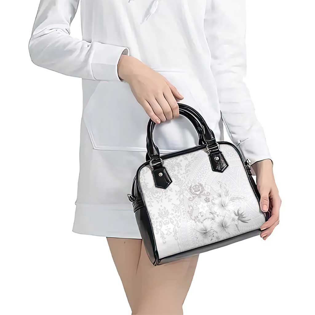Tonga Faka Sepitema Shoulder Handbag Ngatu and Floral Pattern with Blooming Hibiscus