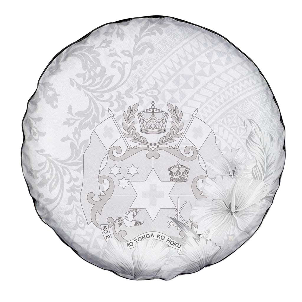 Tonga Faka Sepitema Spare Tire Cover Ngatu and Floral Pattern with Blooming Hibiscus