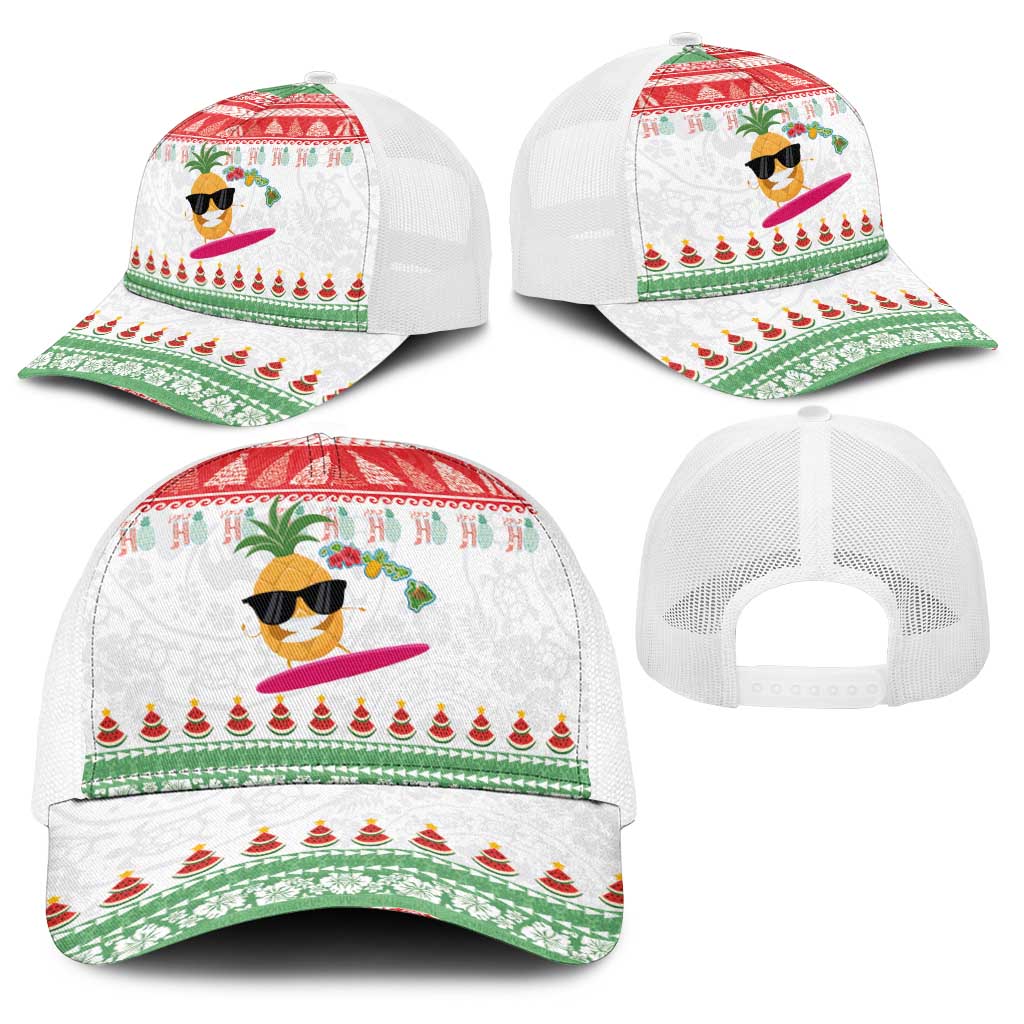Hawaiian Mele Kalikimaka Baseball Net Cap Funny Pineapple Surfing with Map Christmas Stripe Elements LT03 - Polynesian Pride