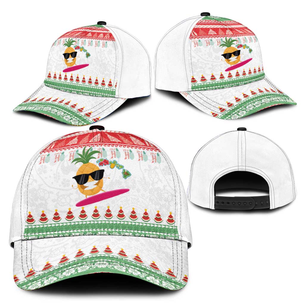 Hawaiian Mele Kalikimaka Classic Cap Funny Pineapple Surfing with Map Christmas Stripe Elements LT03 - Polynesian Pride