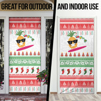 Hawaiian Mele Kalikimaka Door Cover Funny Pineapple Surfing with Map Christmas Stripe Elements LT03 - Polynesian Pride