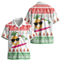 Hawaiian Mele Kalikimaka Kid Hawaiian Shirt Funny Pineapple Surfing with Map Christmas Stripe Elements LT03 - Polynesian Pride