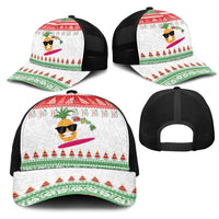 Hawaiian Mele Kalikimaka Mesh Trucker Cap Funny Pineapple Surfing with Map Christmas Stripe Elements LT03 - Polynesian Pride