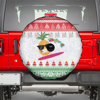 Hawaiian Mele Kalikimaka Spare Tire Cover Funny Pineapple Surfing with Map Christmas Stripe Elements LT03 - Polynesian Pride
