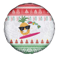 Hawaiian Mele Kalikimaka Spare Tire Cover Funny Pineapple Surfing with Map Christmas Stripe Elements LT03 - Polynesian Pride