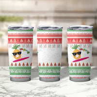 Hawaiian Mele Kalikimaka Tumbler Cup Funny Pineapple Surfing with Map Christmas Stripe Elements LT03 - Polynesian Pride