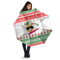 Hawaiian Mele Kalikimaka Umbrella Funny Pineapple Surfing with Map Christmas Stripe Elements LT03 - Polynesian Pride