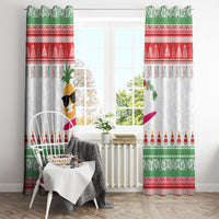 Hawaiian Mele Kalikimaka Window Curtain Funny Pineapple Surfing with Map Christmas Stripe Elements LT03 - Polynesian Pride