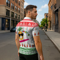 Hawaiian Mele Kalikimaka Zipper Polo Shirt Funny Pineapple Surfing with Map Christmas Stripe Elements LT03 - Polynesian Pride