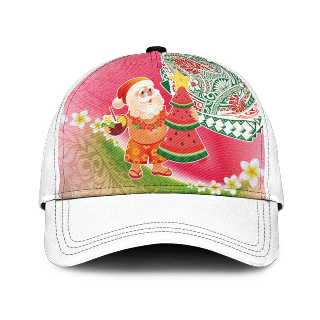 Hawaiian Watermelon Mele Kalikimaka Classic Cap Tropical Tribal Pattern with Funny Santa Claus LT03 Universal Fit Multicolor - Polynesian Pride