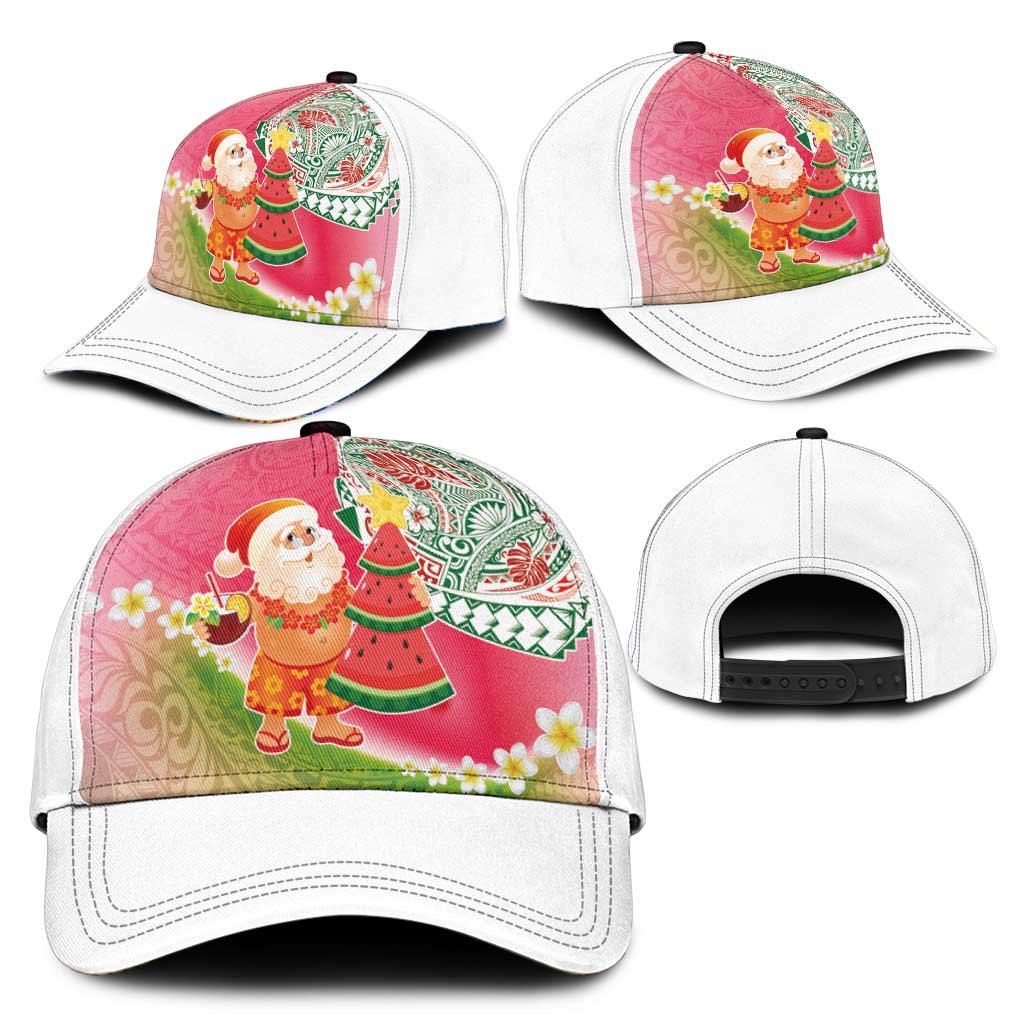 Hawaiian Watermelon Mele Kalikimaka Classic Cap Tropical Tribal Pattern with Funny Santa Claus LT03 - Polynesian Pride